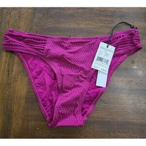 NWT Robin Piccone Perla L Textured Bikini Swim Bottom Orchid 126740